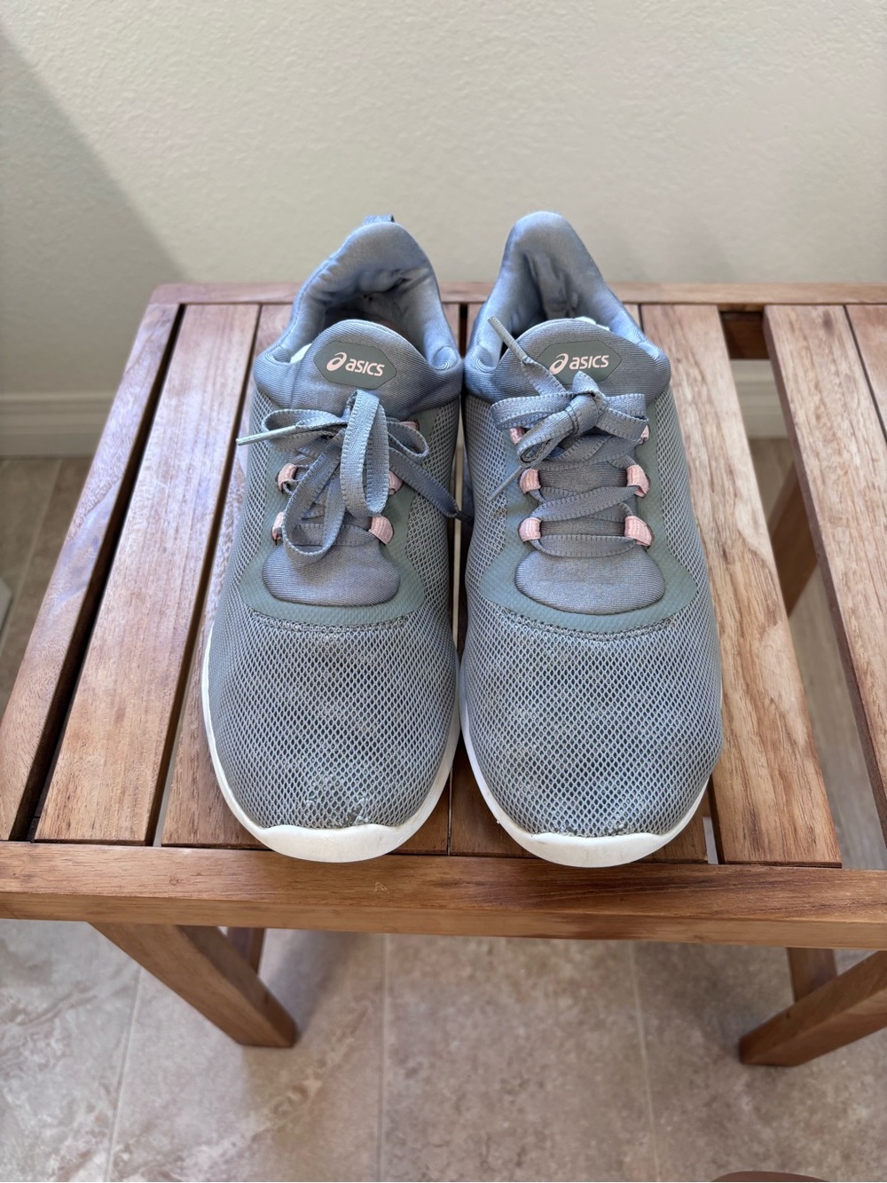 ASICS FIT SANA Women's Light Gray Mesh Athletic Sneakers with Pink Eyelets